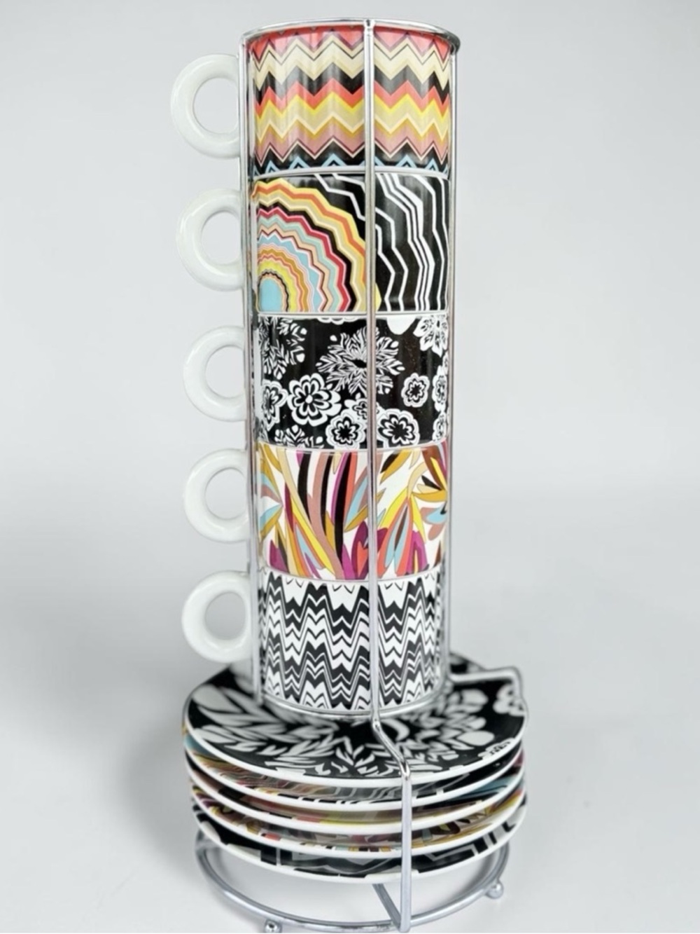 Rare Missoni for Target Espresso Cups & Saucers Set 5 w/ Stand 2011